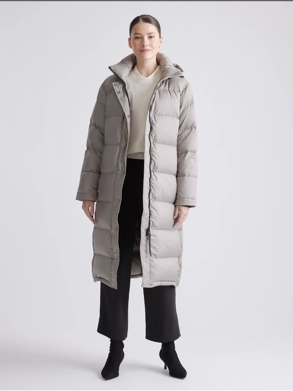 Quince Responsible Down Long Puffer Coat in Feather Grey Size Small 1259